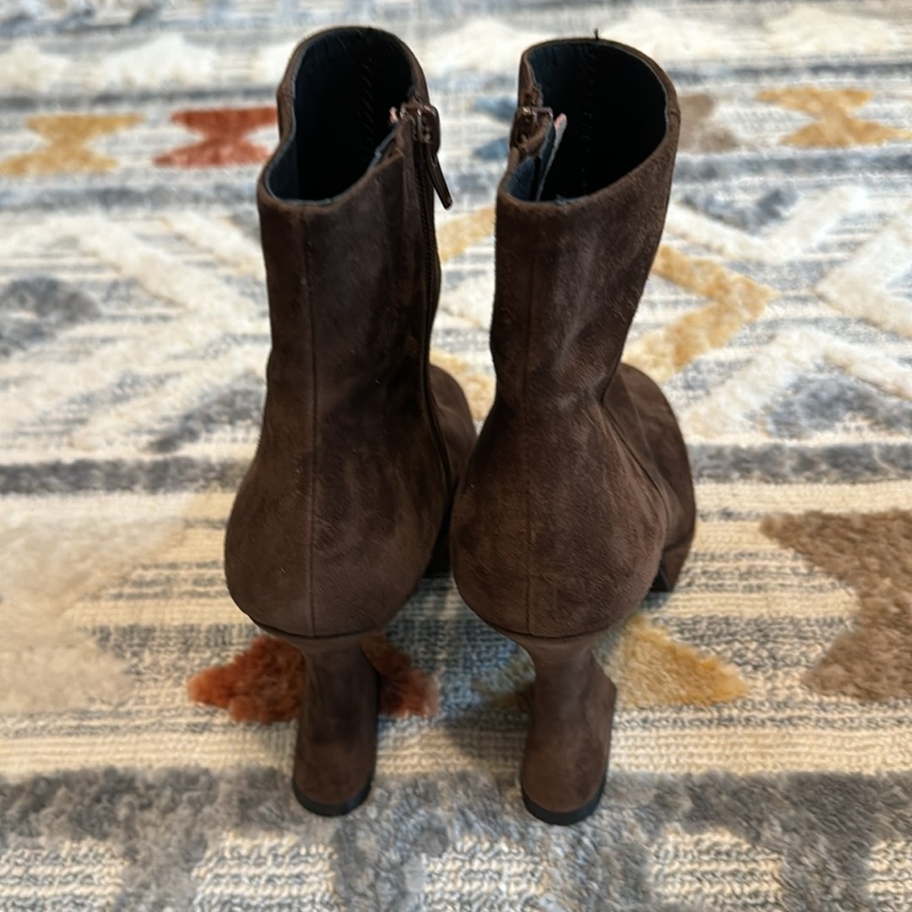 Jeffrey Campbell Humanity Brown Suede Platform Booties Fluted Heel NWT Size 7 - Picture 5 of 7
